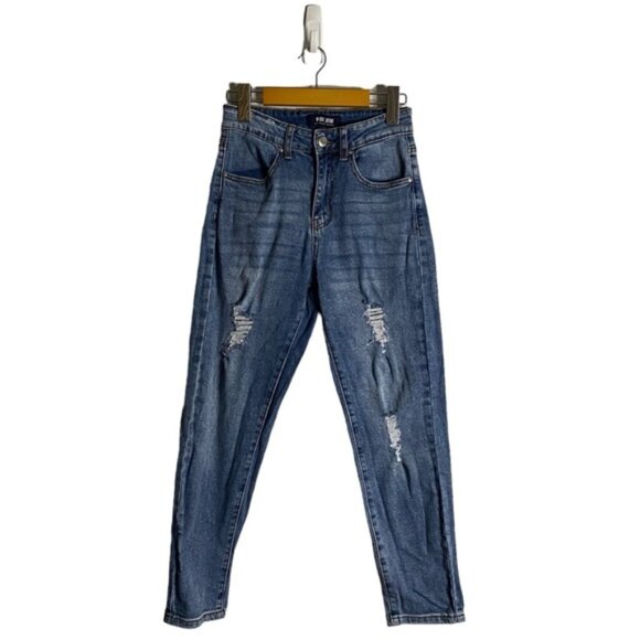 Wax Jean Women's Distressed Light Wash Skinny Denim Jeans - Picture 1 of 7
